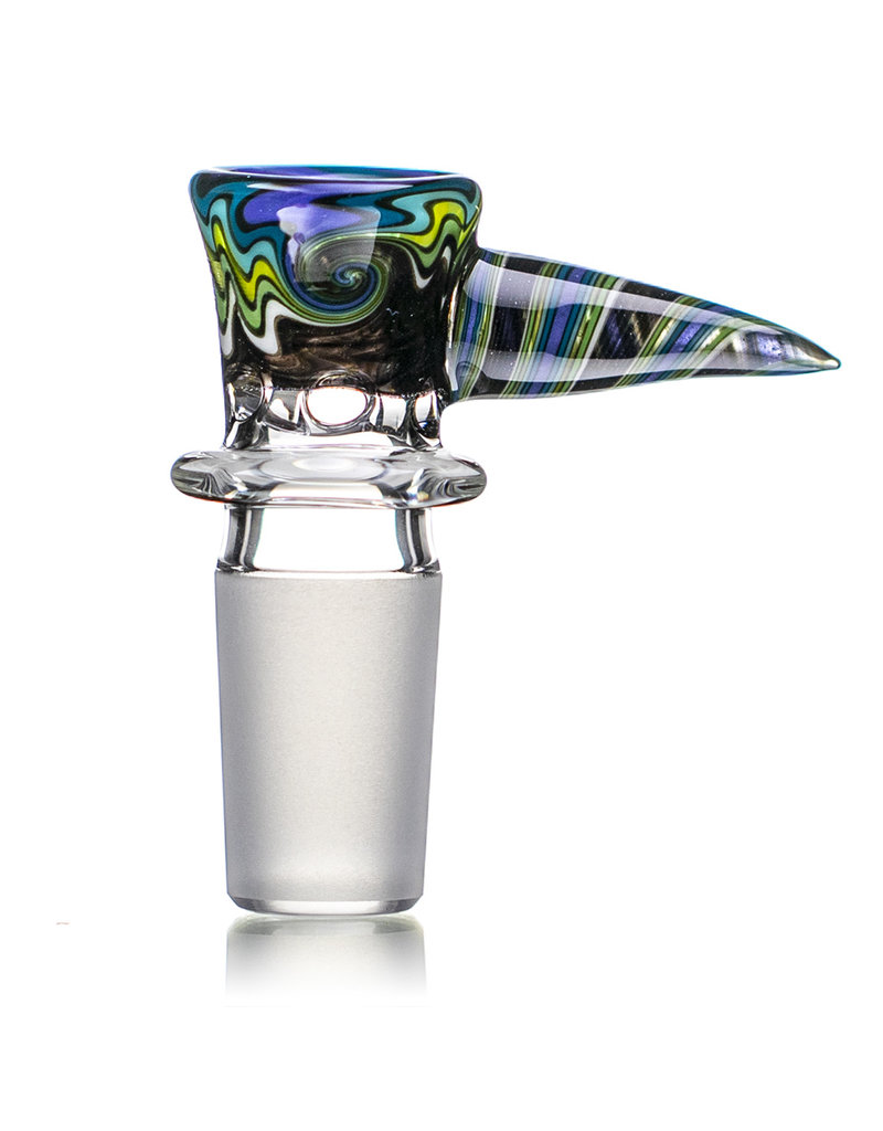 Mike Fro 18mm (BG) Bong Bowl Slide Piece w/ Worked Horn Handle and 4-Hole glass screen by Mike Fro