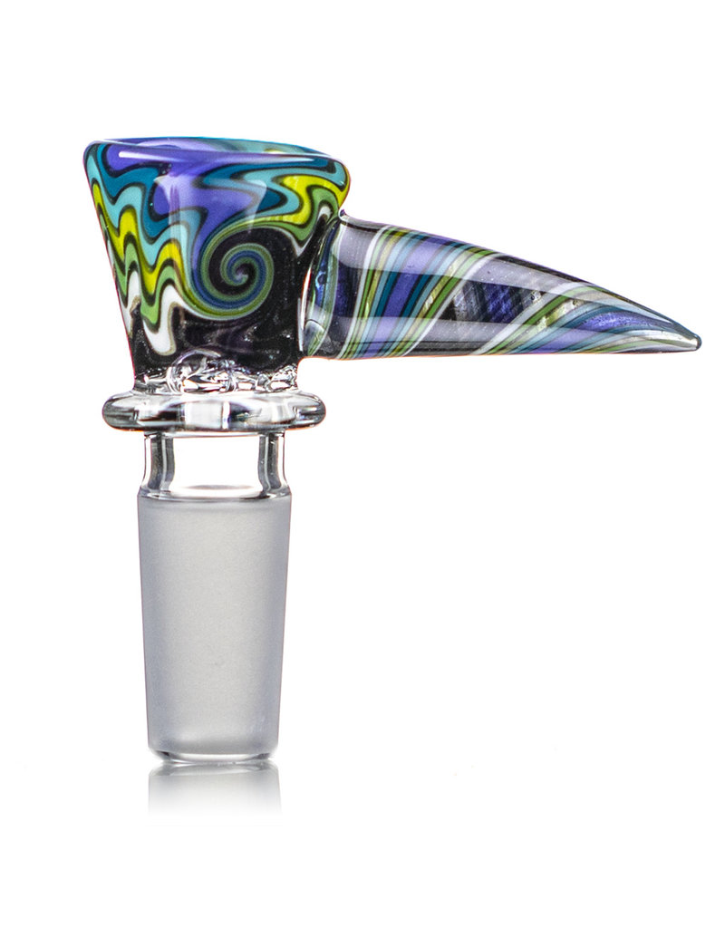 Mike Fro 14mm (BG) Bong Bowl Slide Piece w/ Worked Horn Handle and 3-Hole glass screen by Mike Fro
