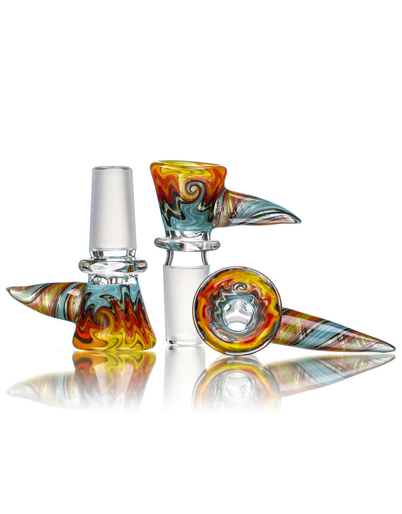 Mike Fro 14mm (BC) Bong Bowl Slide Piece w/ Worked Horn Handle and 3-Hole glass screen by Mike Fro