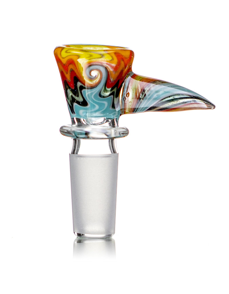 Mike Fro 14mm (BC) Bong Bowl Slide Piece w/ Worked Horn Handle and 3-Hole glass screen by Mike Fro