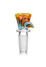 Mike Fro 14mm (BC) Bong Bowl Slide Piece w/ Worked Horn Handle and 3-Hole glass screen by Mike Fro