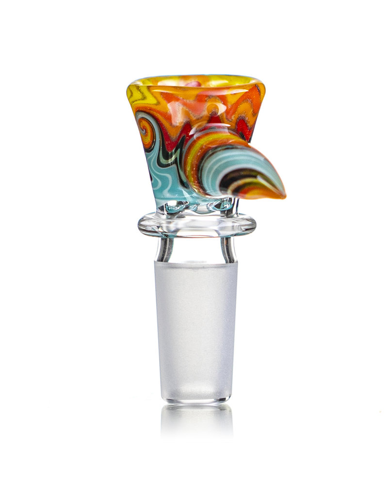 Mike Fro 14mm (BC) Bong Bowl Slide Piece w/ Worked Horn Handle and 3-Hole glass screen by Mike Fro