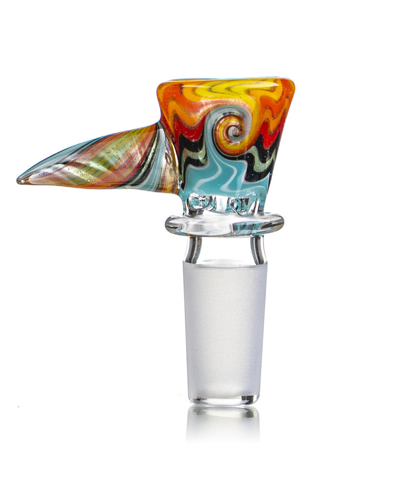 Mike Fro 14mm (BC) Bong Bowl Slide Piece w/ Worked Horn Handle and 3-Hole glass screen by Mike Fro