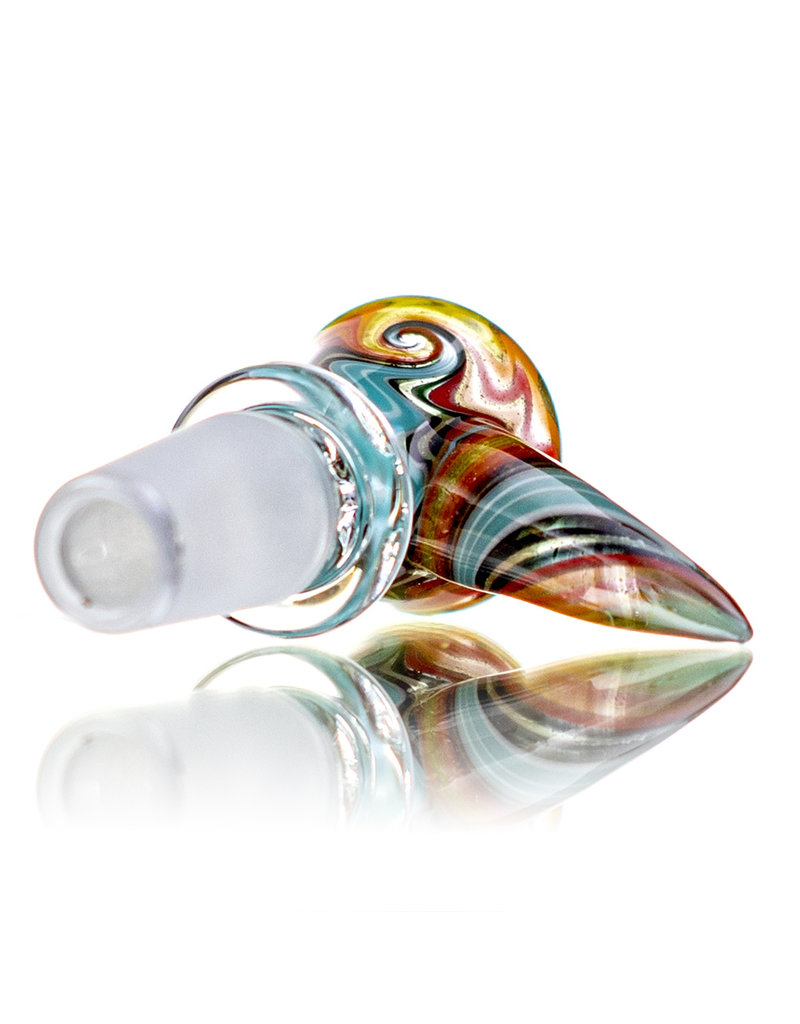 Mike Fro 14mm (BC) Bong Bowl Slide Piece w/ Worked Horn Handle and 3-Hole glass screen by Mike Fro