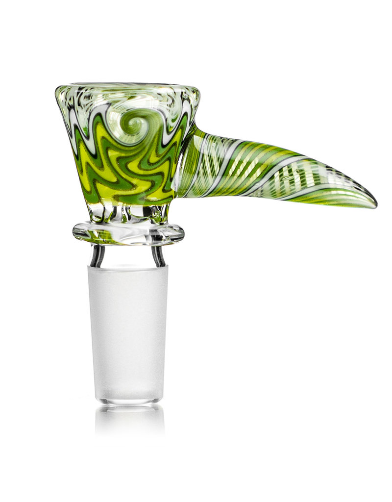Mike Fro 14mm (BB) Bong Bowl Slide Piece w/ Worked Horn Handle and 3-Hole glass screen by Mike Fro