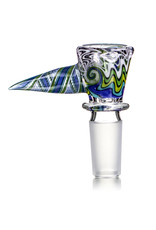 Mike Fro 14mm (BA) Bong Bowl Slide Piece w/ Worked Horn Handle and 3-Hole glass screen by Mike Fro