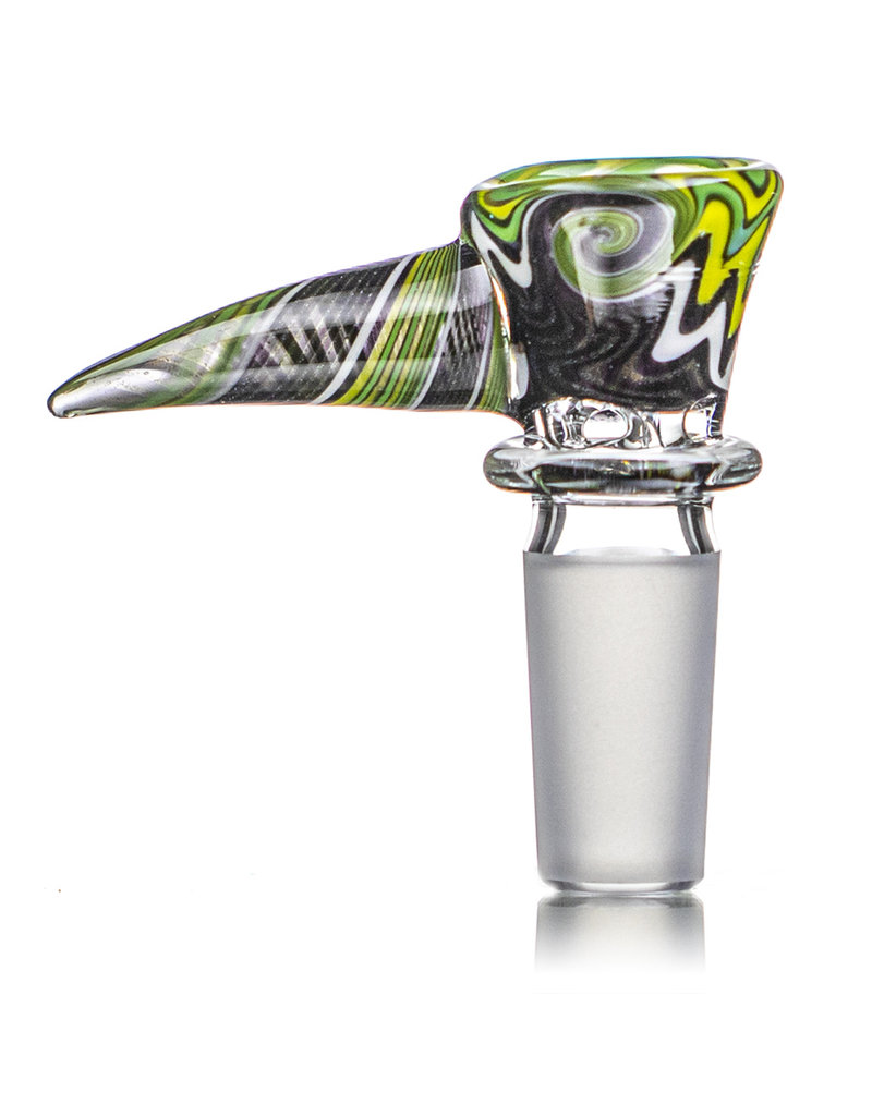 Mike Fro 14mm (BE) Bong Bowl Slide Piece w/ Worked Horn Handle and 3-Hole glass screen by Mike Fro