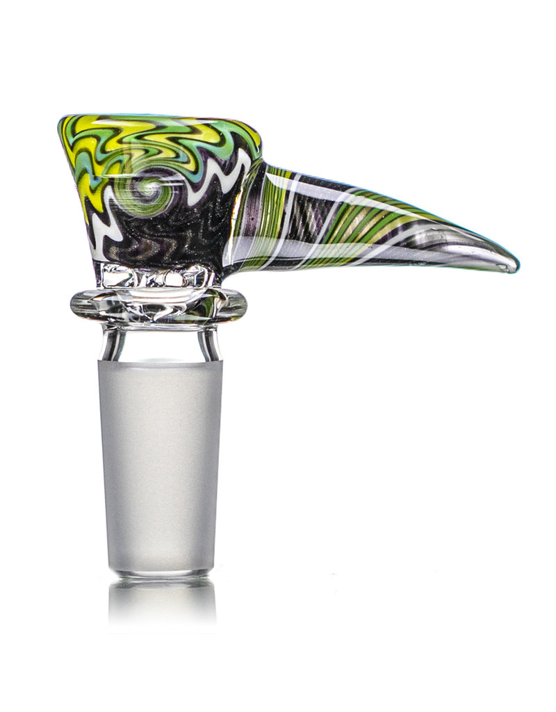 Mike Fro 14mm (BE) Bong Bowl Slide Piece w/ Worked Horn Handle and 3-Hole glass screen by Mike Fro