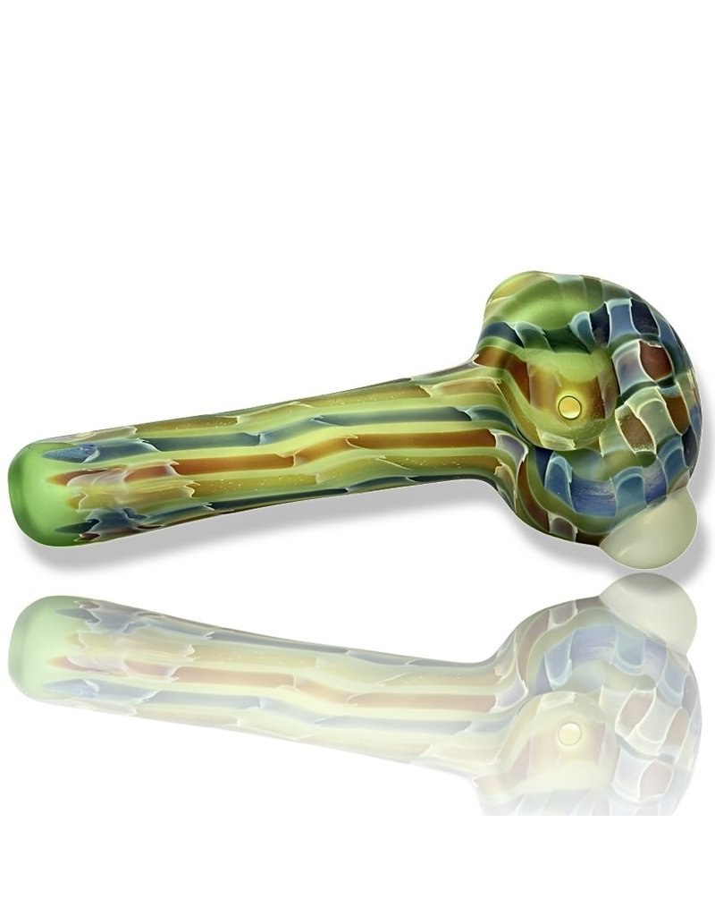 Emerald Wavy Groovy Blasted Pipe by Jellyfish Glass