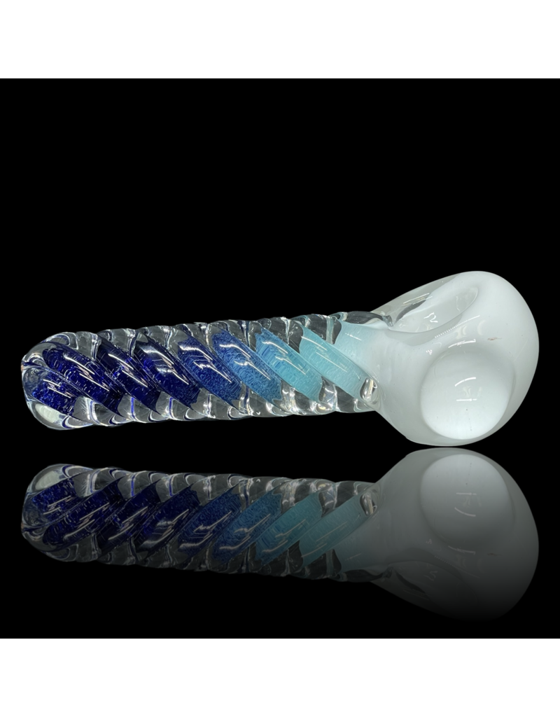 Jellyfish Glass ISO Ribbed Blue Frit Pipe by Jellyfish Glass