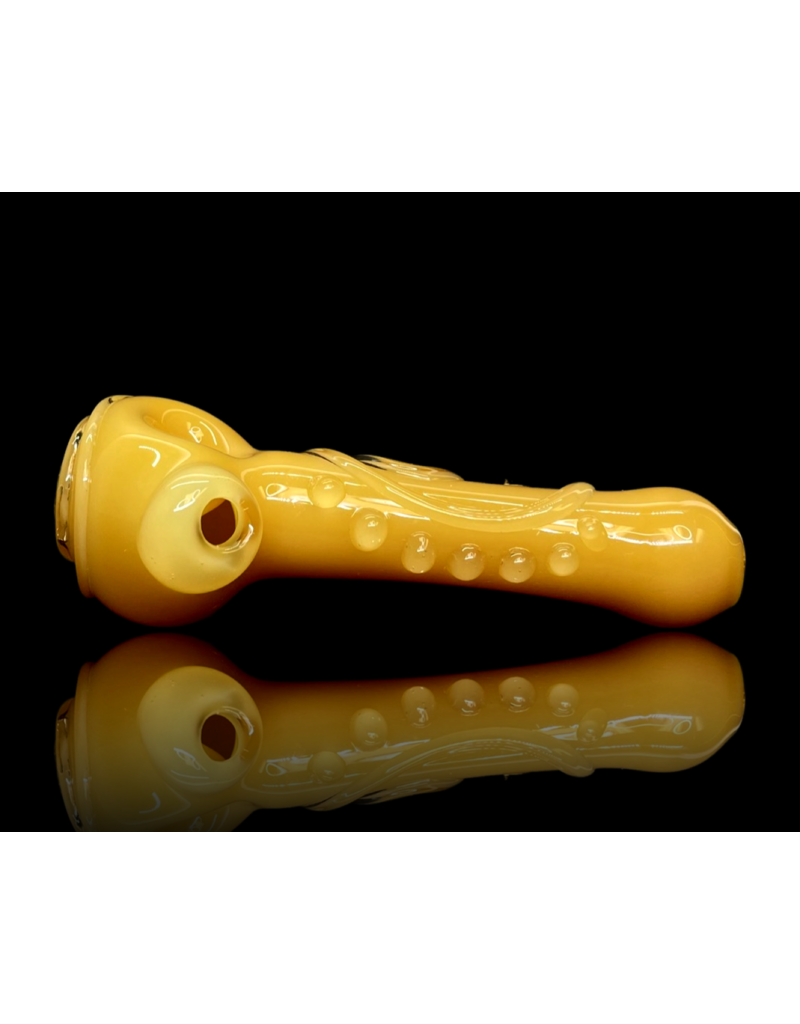 Koy Glass Butterscotch Scroll Pipe by Koy Glass