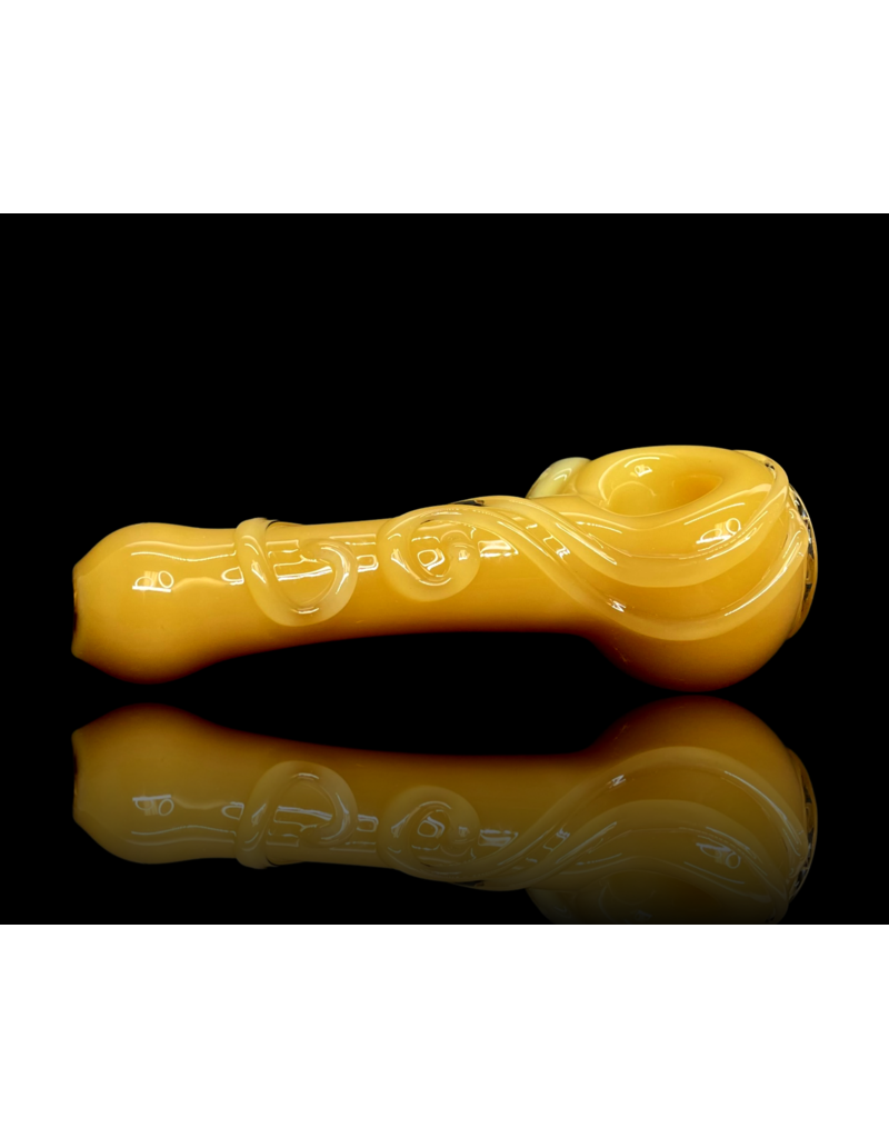 Koy Glass Butterscotch Scroll Pipe by Koy Glass