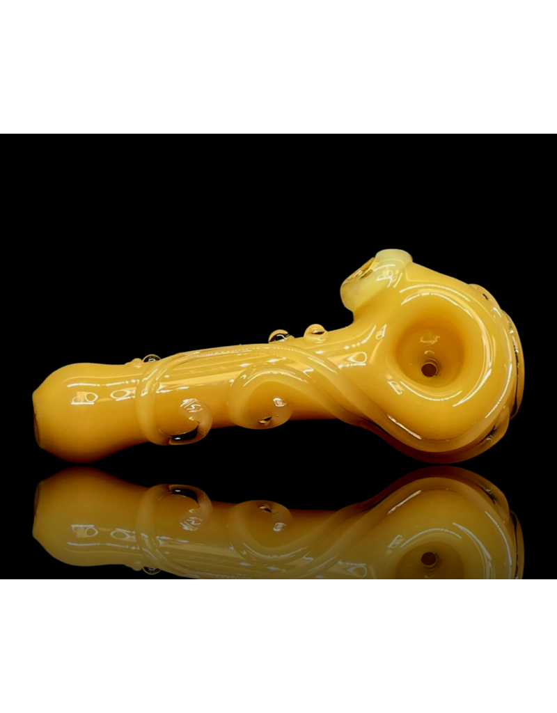 Koy Glass Butterscotch Scroll Pipe by Koy Glass