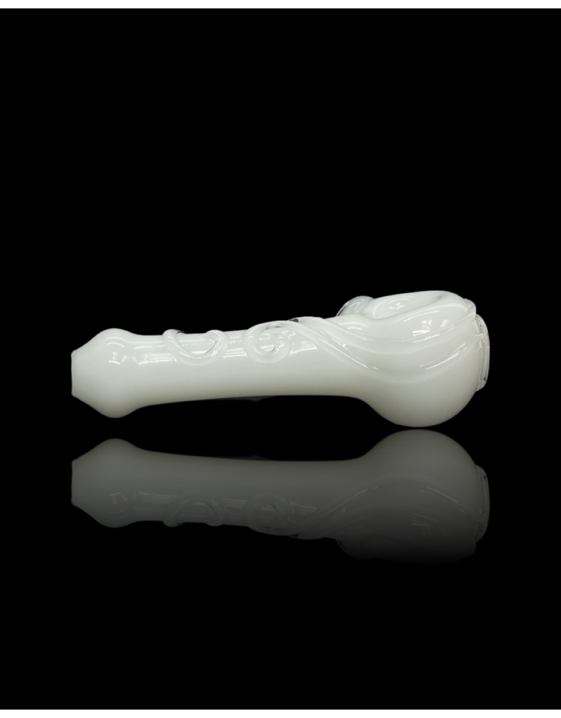 Koy Glass White Decorated Pipe by Koy Glass