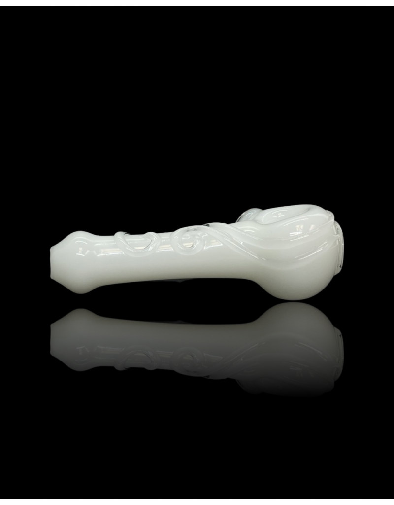 Koy Glass White Scroll Pipe by Koy Glass