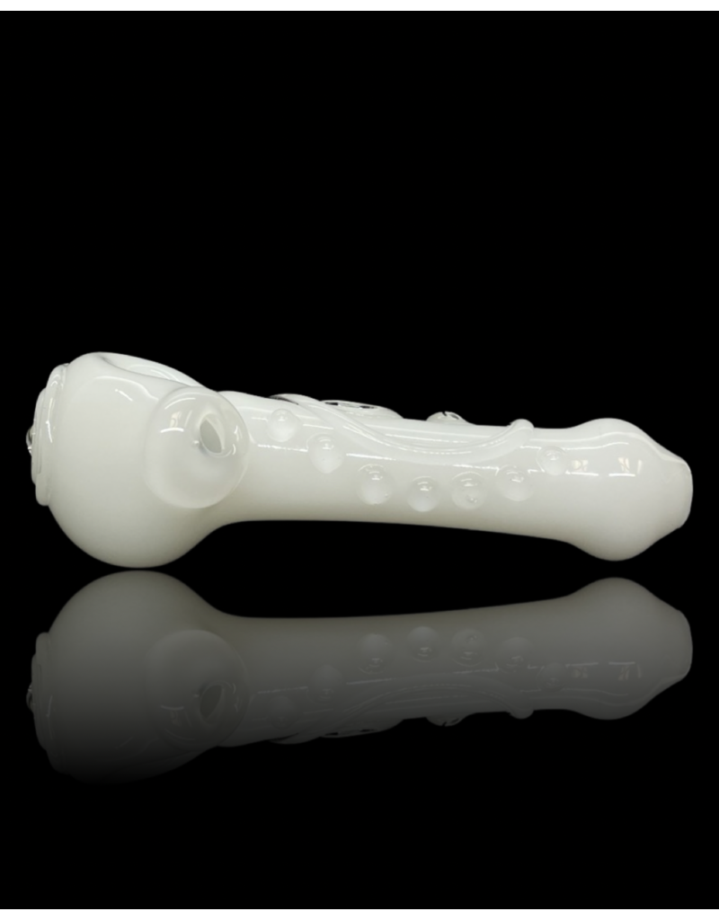 Koy Glass White Scroll Pipe by Koy Glass