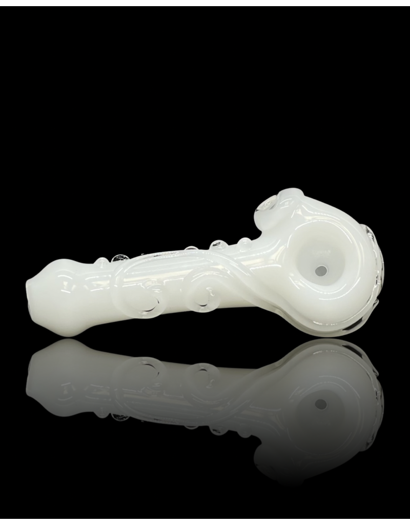 Koy Glass White Decorated Pipe by Koy Glass