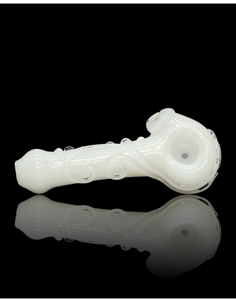 Koy Glass White Scroll Pipe by Koy Glass