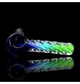 Jellyfish Glass Blue & Green ISO Ribbed Pipe