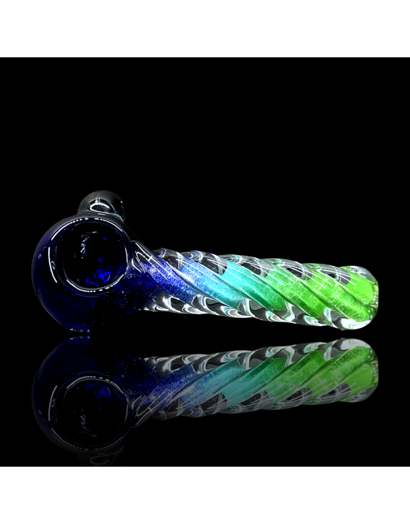 Jellyfish Glass Blue & Green ISO Ribbed Pipe by Jellyfish
