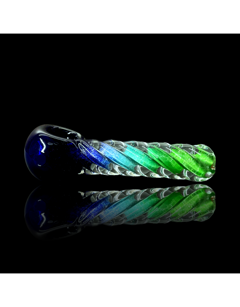 Jellyfish Glass Blue & Green ISO Ribbed Pipe by Jellyfish