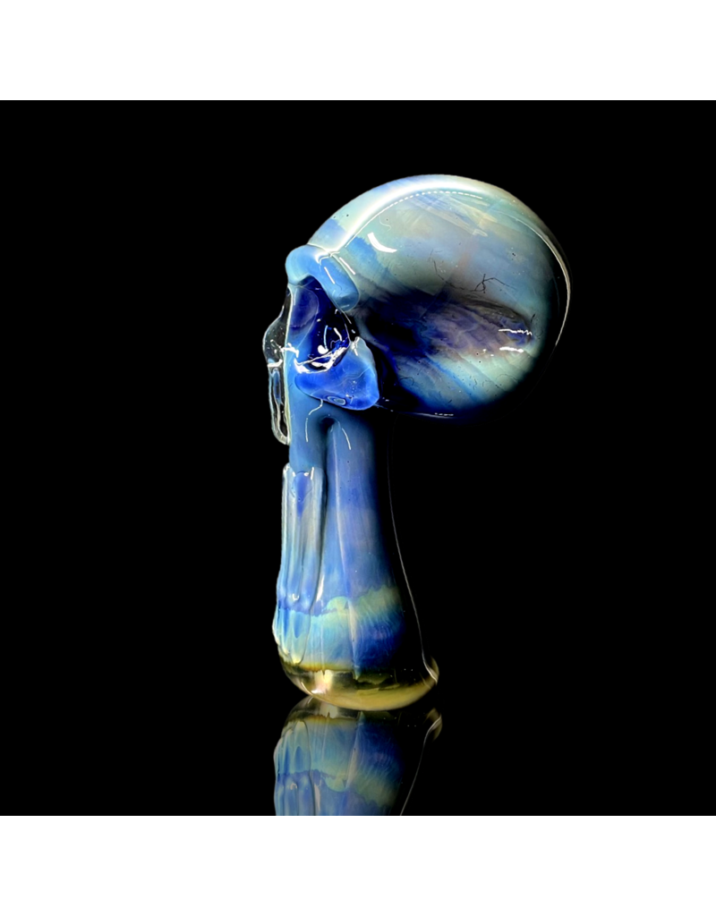 Deviant Glass Cobalt Fume Skull Pipe by Deviant Glass