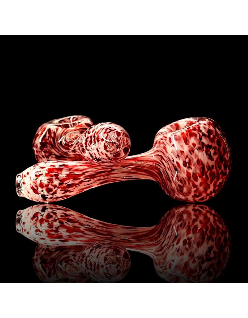 Glass by Jacs Red & White ISO Frit Pipe by Glass by Jacs