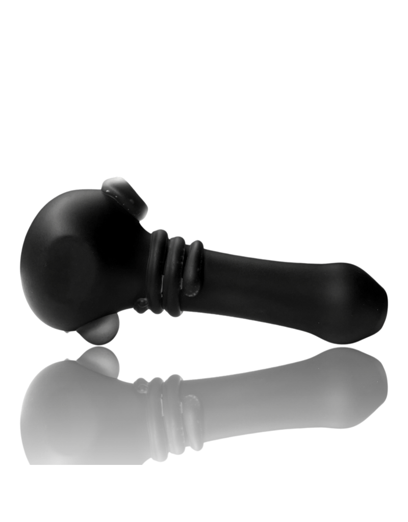 Koy Glass Koy Black Blasted Decorated Pipe by Koy Glass/Witch DR