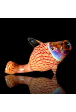 Key Glass Co Red & White Coil Pattern Fish Pipe by KGC