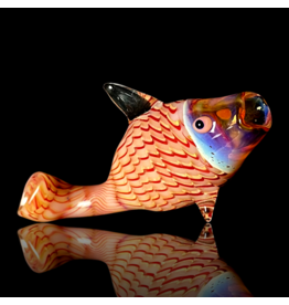 Key Glass Co Red & White Coil Pattern Fish Pipe
