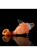 Key Glass Co Red & White Coil Pattern Fish Pipe by KGC