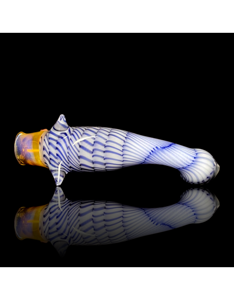 Key Glass Co Blue & White Coil Pattern Fish Pipe by KGC