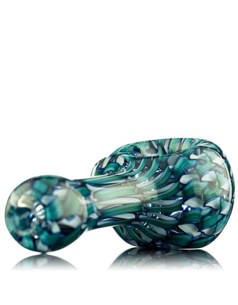 Keith Engelmann Keith Englemann Mini Spoon Hand Pipe with Aqua Ribbon Coil