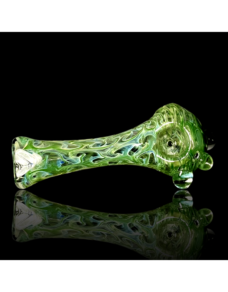 Jellyfish Glass Green & Fume Squiggle Pipe by Jellyfish