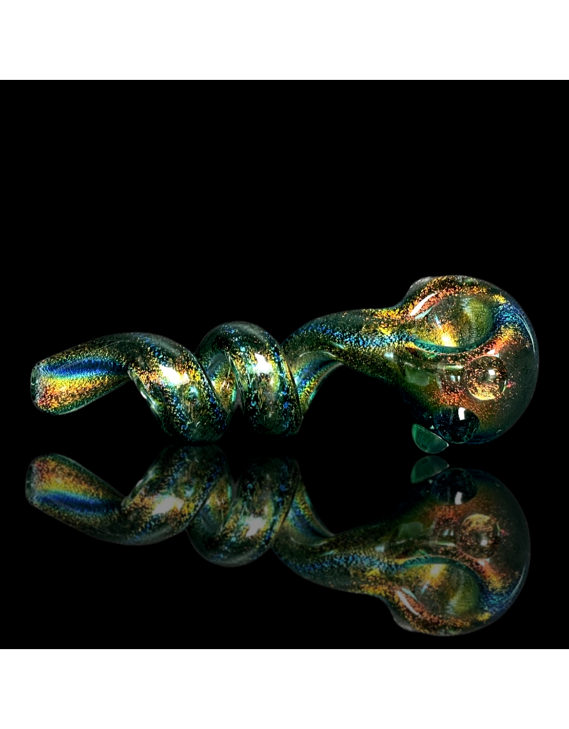 Jellyfish Glass Green Dichro Get Twisted Pipe by Jellyfish