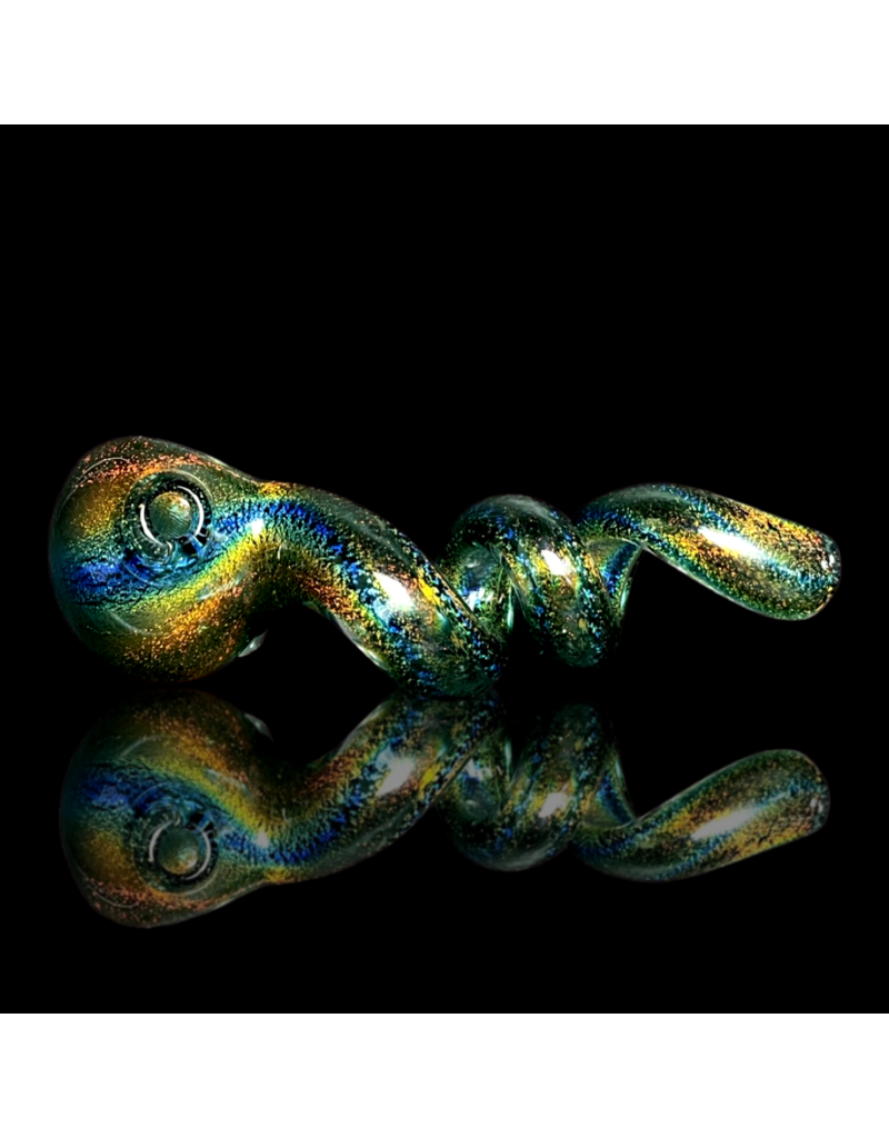 Jellyfish Glass Green Dichro Get Twisted Pipe by Jellyfish