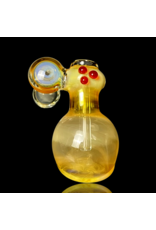 Brickyard Glass Gold & Silver Fume Red Accent Sidecar Bubbler by Brickyard Glass