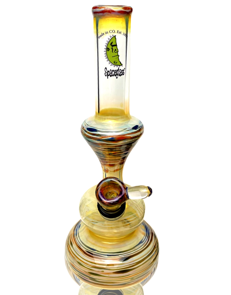 14mm Fume & Color Wrap Hourglass Bong (B) by Space Glass