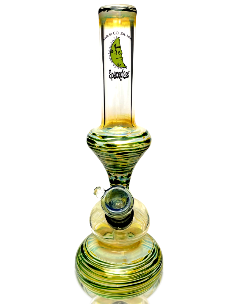 14mm Fume & Color Wrap Hourglass Bong (C) by Space Glass