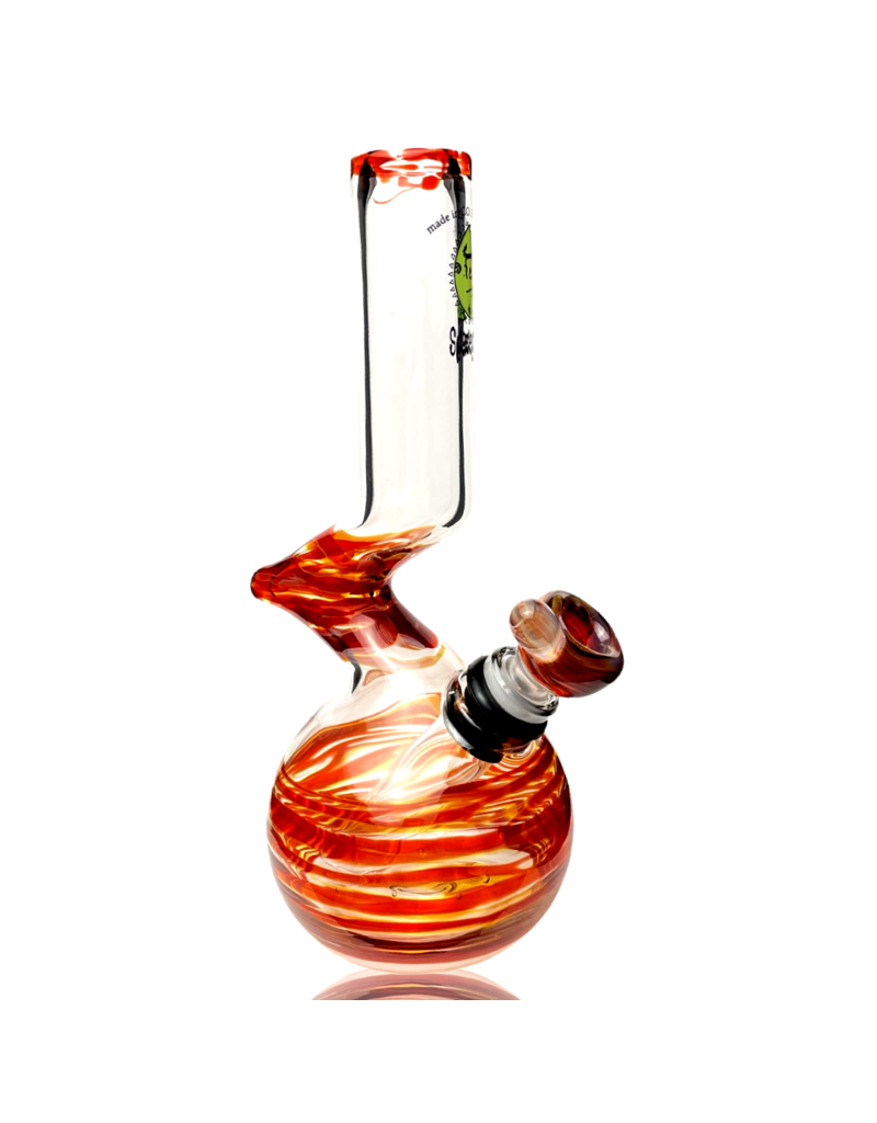 14mm Red Wrap Zig Zag Bong by Space Glass