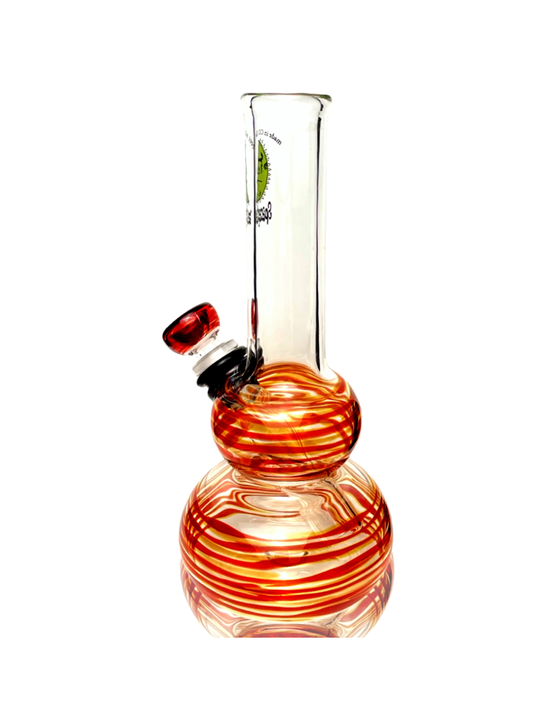 14mm Red Wrap Double Bubble Bong by Space Glass