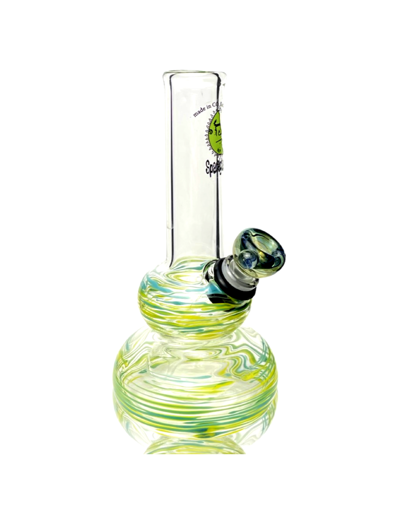 14mm Azul/Yellow Wrap Double Bubble Bong by Space Glass