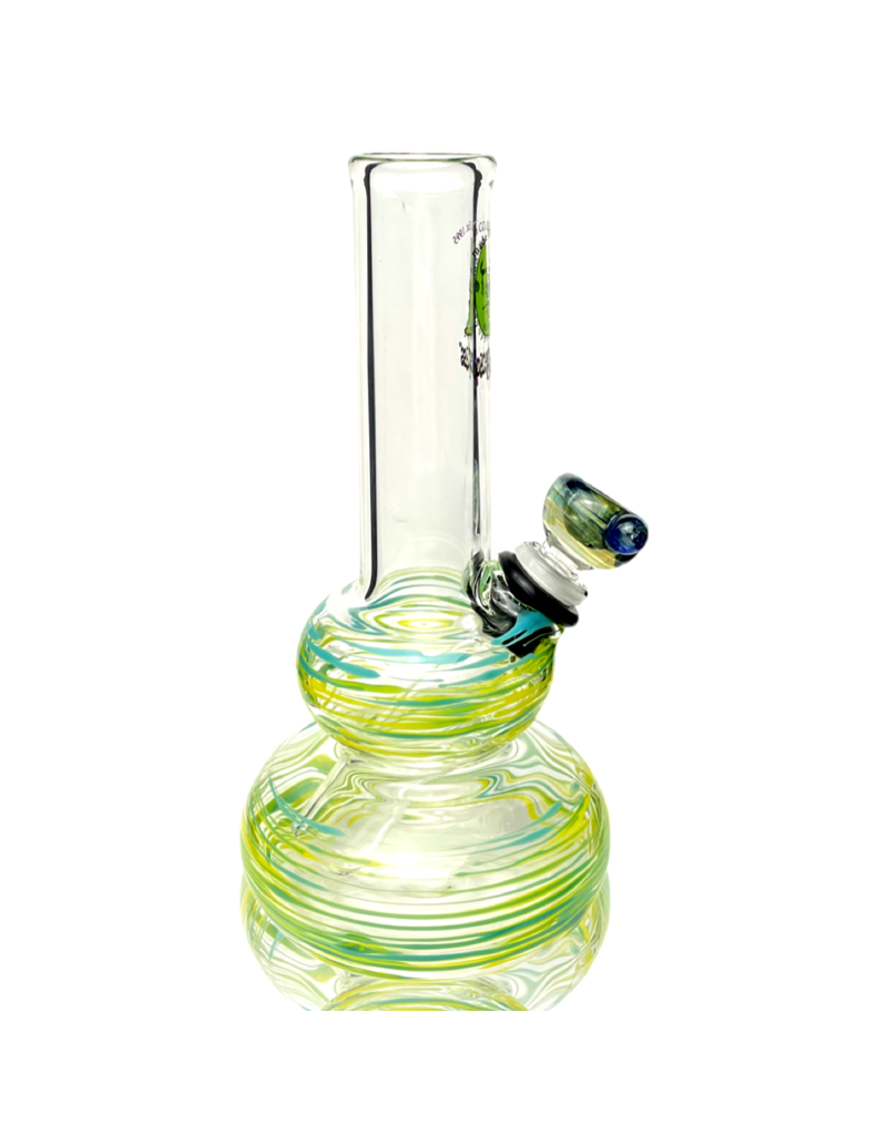 14mm Azul/Yellow Wrap Double Bubble Bong by Space Glass