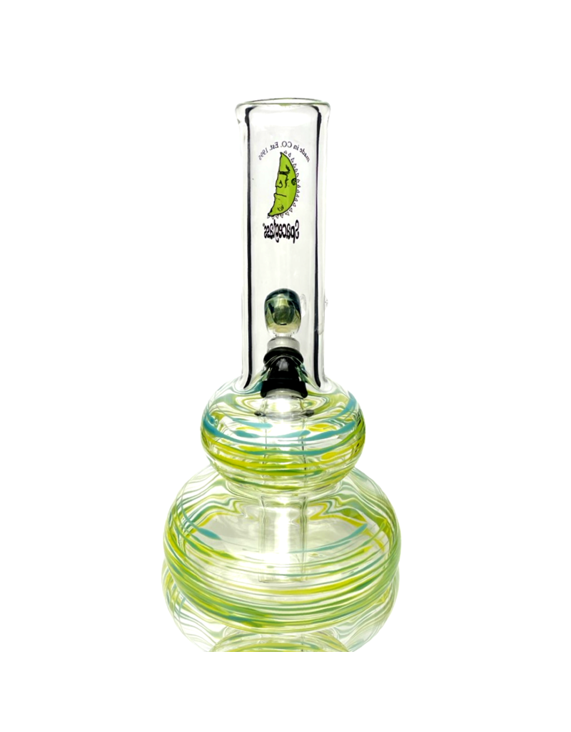 14mm Azul/Yellow Wrap Double Bubble Bong by Space Glass