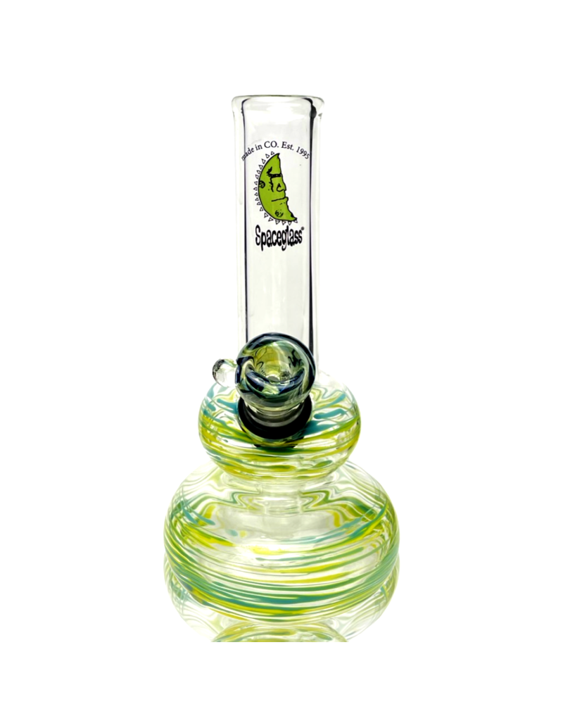 14mm Azul/Yellow Wrap Double Bubble Bong by Space Glass