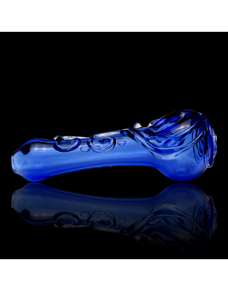 Koy Glass Light Cobalt Decorated Pipe by Koy Glass