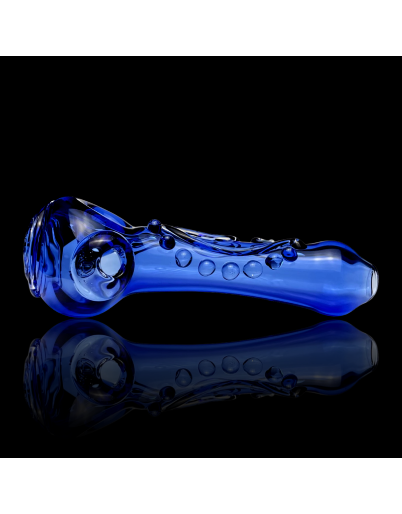 Koy Glass Light Cobalt Scroll Pipe by Koy Glass