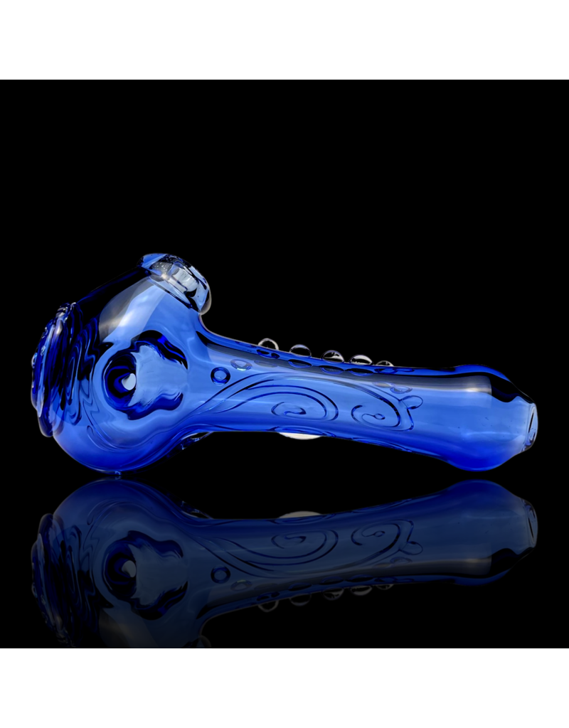 Koy Glass Light Cobalt Scroll Pipe by Koy Glass