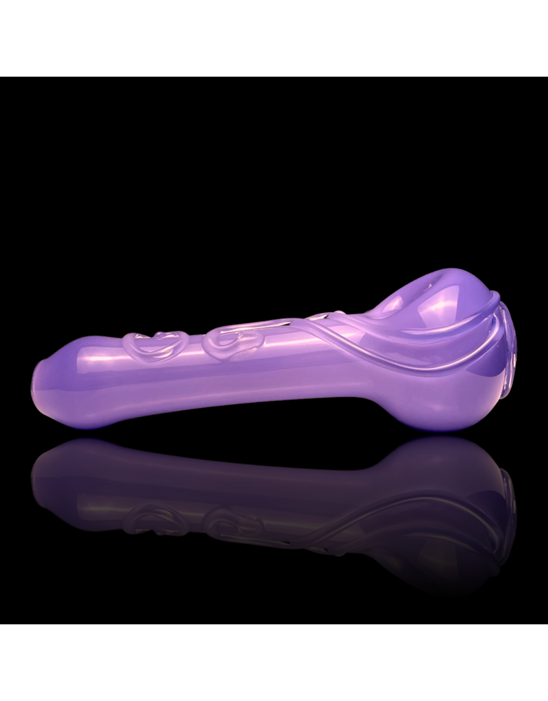 Koy Glass Milky Purple Decorated Pipe by Koy Glass