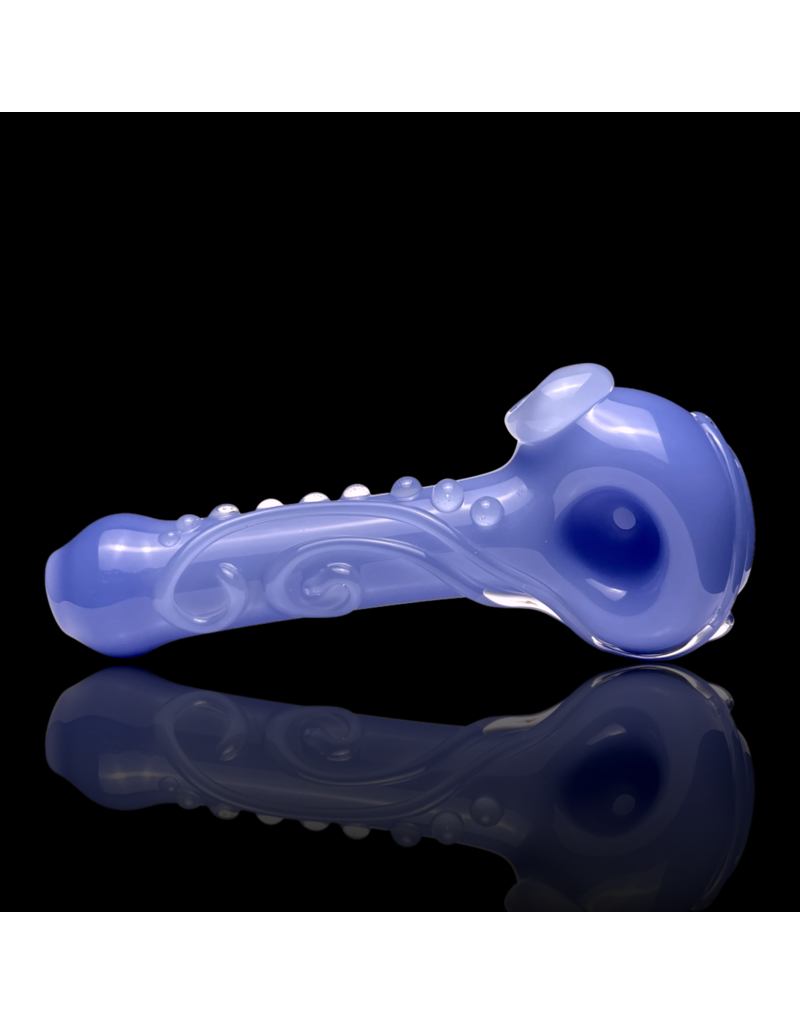 Koy Glass Milky Blue Scroll Pipe by Koy Glass